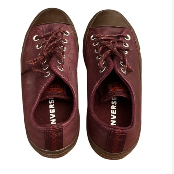 CONVERSE ALL STAR BURGUNDY LEATHER SNEAKER - Women’s 9 - Picture 3 of 11